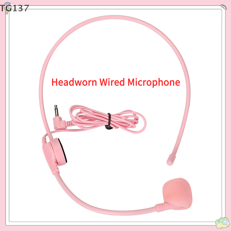Wired Earphone Mic - 1 pçs 3.5mm rosa headworn microfone